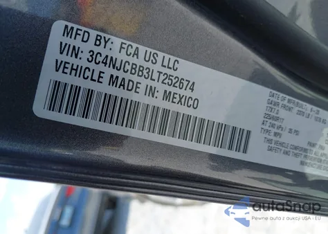 2020 Jeep Compass Latitude Fwd from USA, damaged, VIN 3C4NJCBB3LT252674